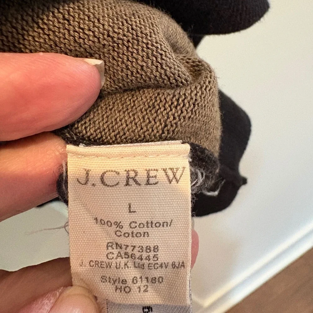 J.Crew‎ Men's Large Charcoal Gray V Neck Sweater 100% Cotton Lightweight Preppy